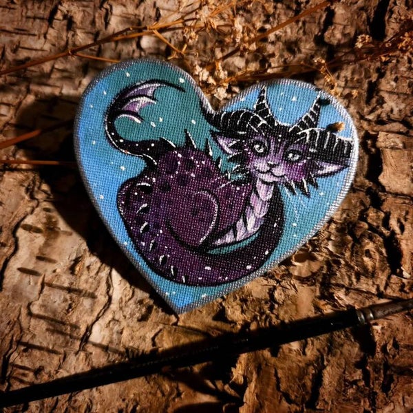 Magnet paintings " Purple dragon kitty"