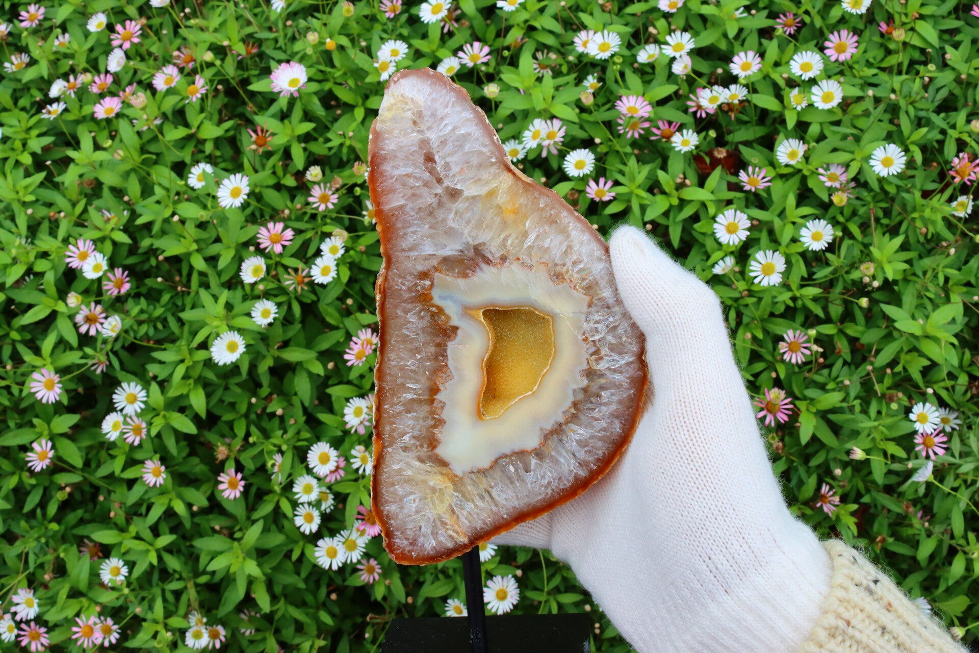 Regenboog Agaat met Druzy op Standaard