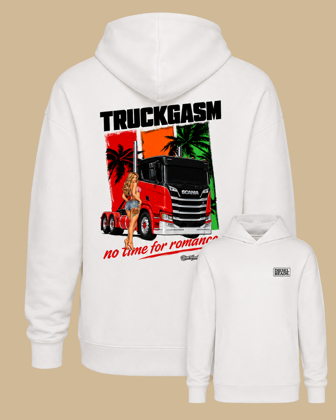 DIESELHEADS HOODIE | TRUCKGASM | WHITE