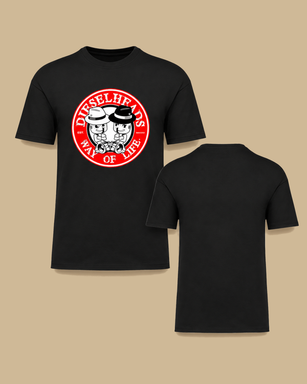 DIESELHEADS T-SHIRT | DIESELHEADS PISTONS LOGO | ZWART