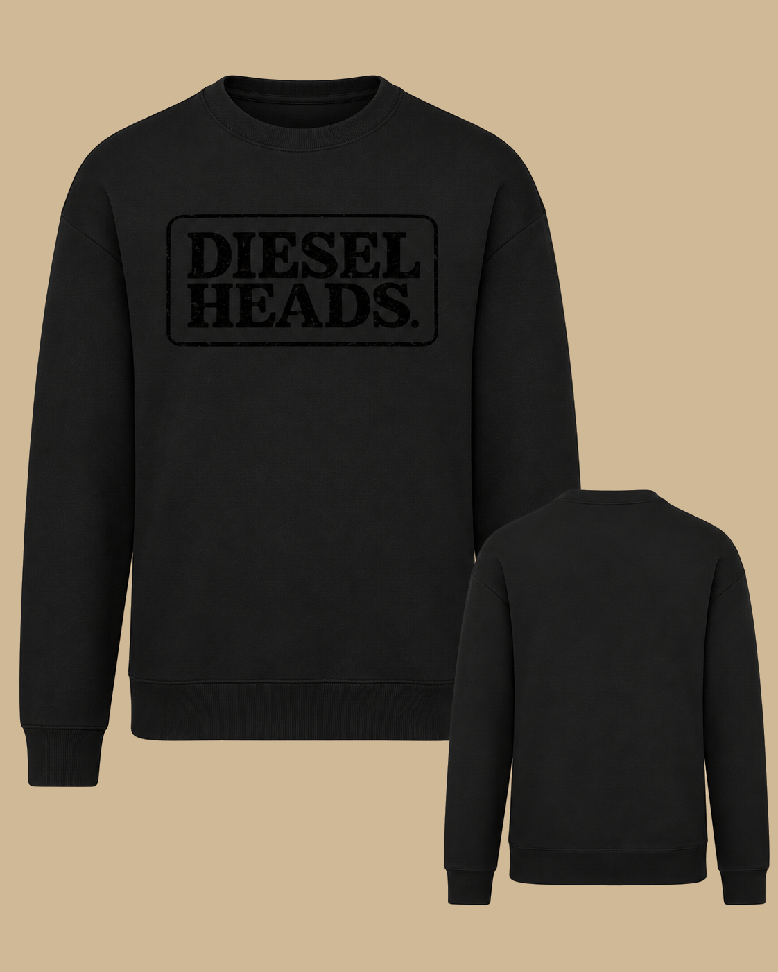 DIESELHEADS SWEATER | BLACK ON BLACK | ZWART