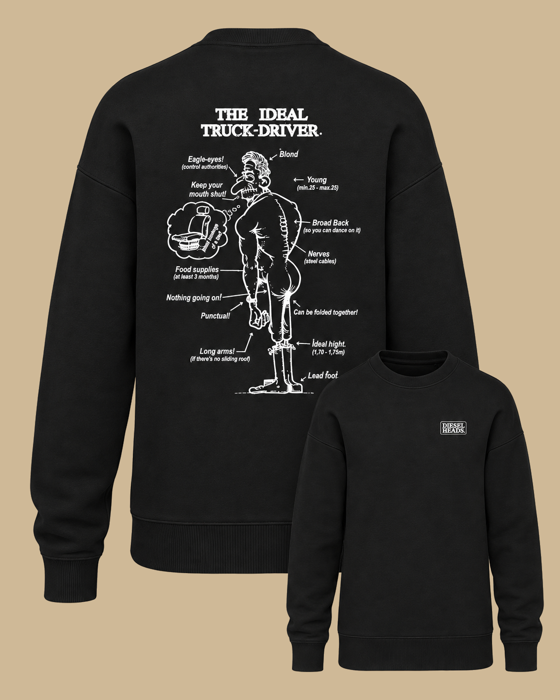 DIESELHEADS SWEATER | THE IDEAL TRUCK DRIVER | BLACK