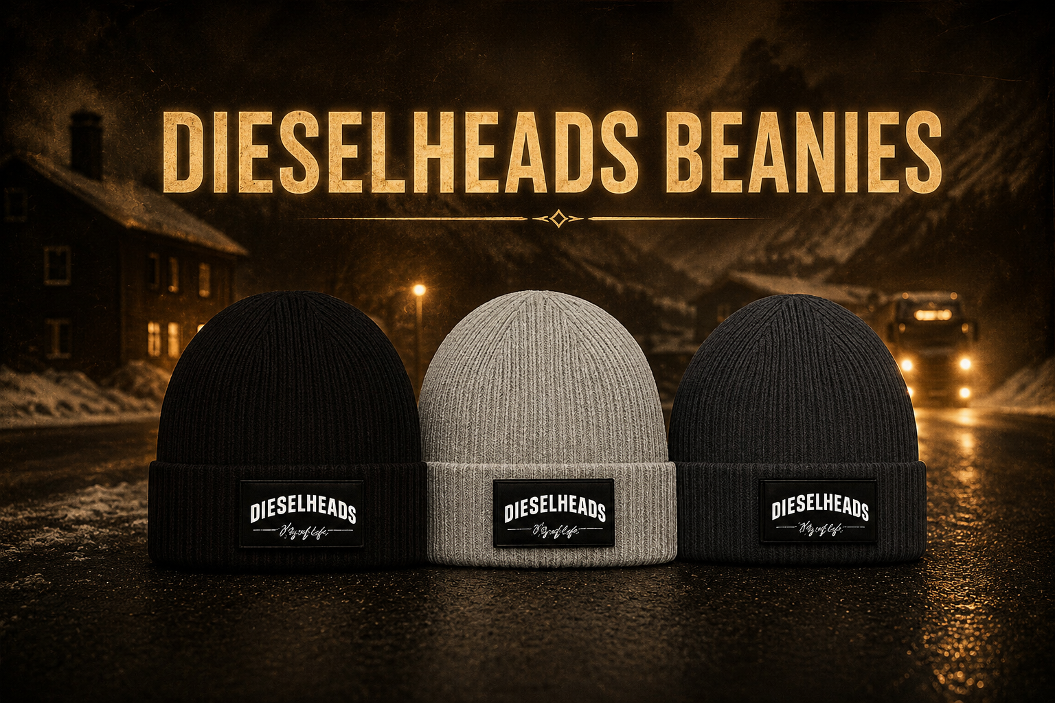 DIESELHEADS  Beanies trucker mutsen met DIESELHEADS patch voor chauffeurs en truckliefhebbers