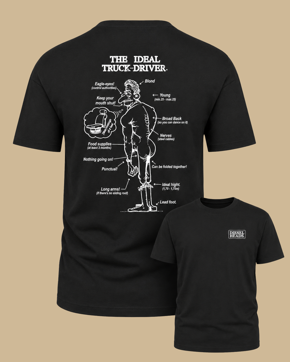 DIESELHEADS T-SHIRT | THE IDEAL TRUCKDRIVER | ZWART