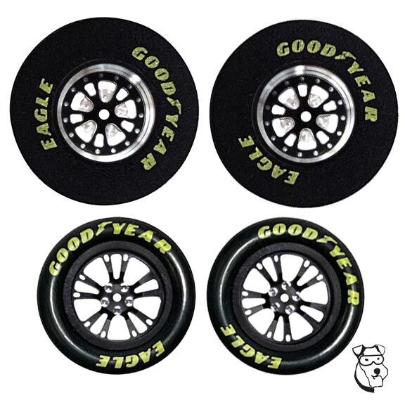 HHR - 5667BSB - MID-AMERICA NEW V SERIES DRAG TIRE SET 1 3/16 X .400 BLACK SILVER BARREL