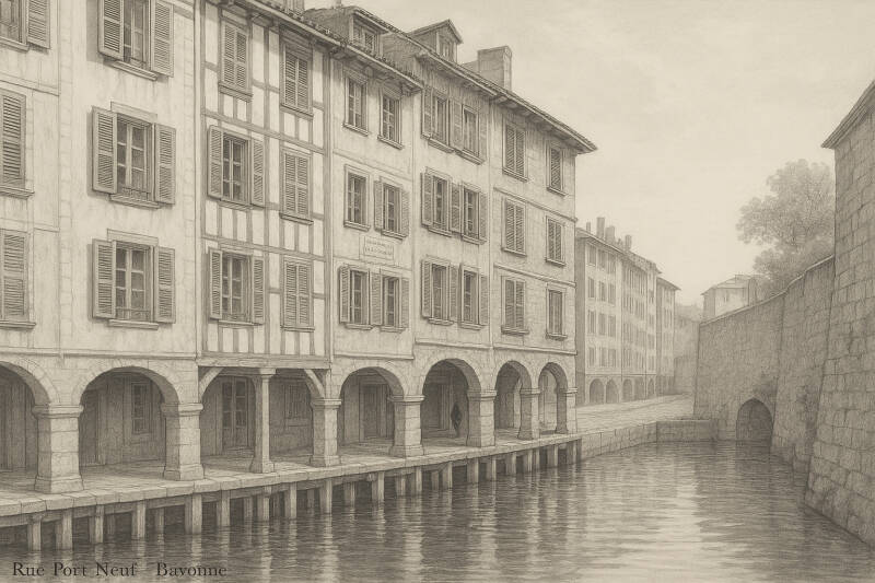 Bayonne rue Port Neuf Moyen Âge