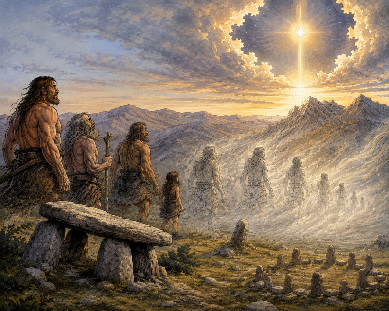 Selon la légende de Kixmi, les Jentilak aperçurent un jour dans le ciel un phénomène lumineux extraordinaire.