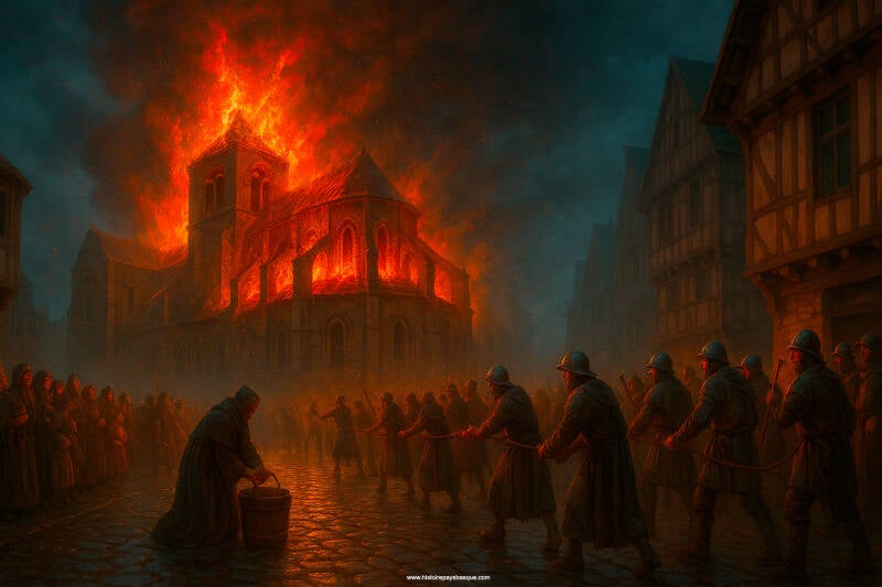 Incendie de la cathédrale romane en 1258