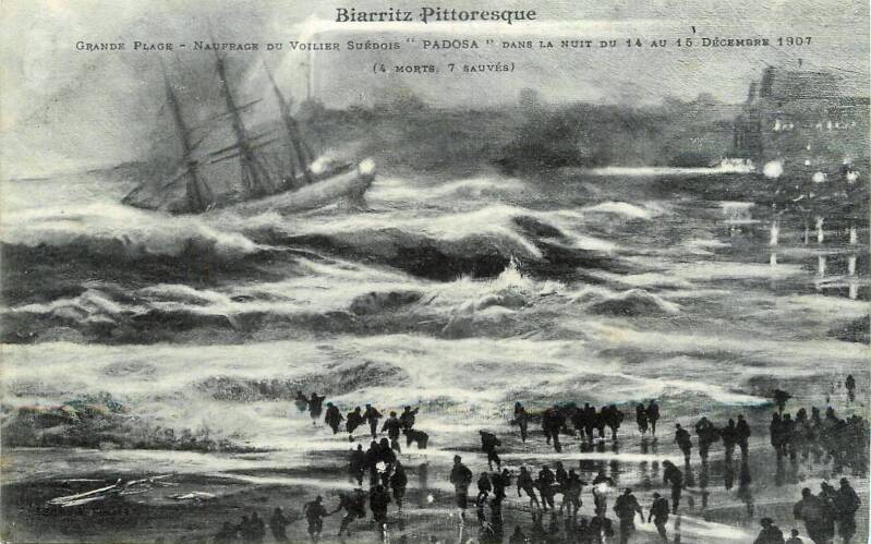 Naufrage du Padosa à Biarritz 14 décembre 1907