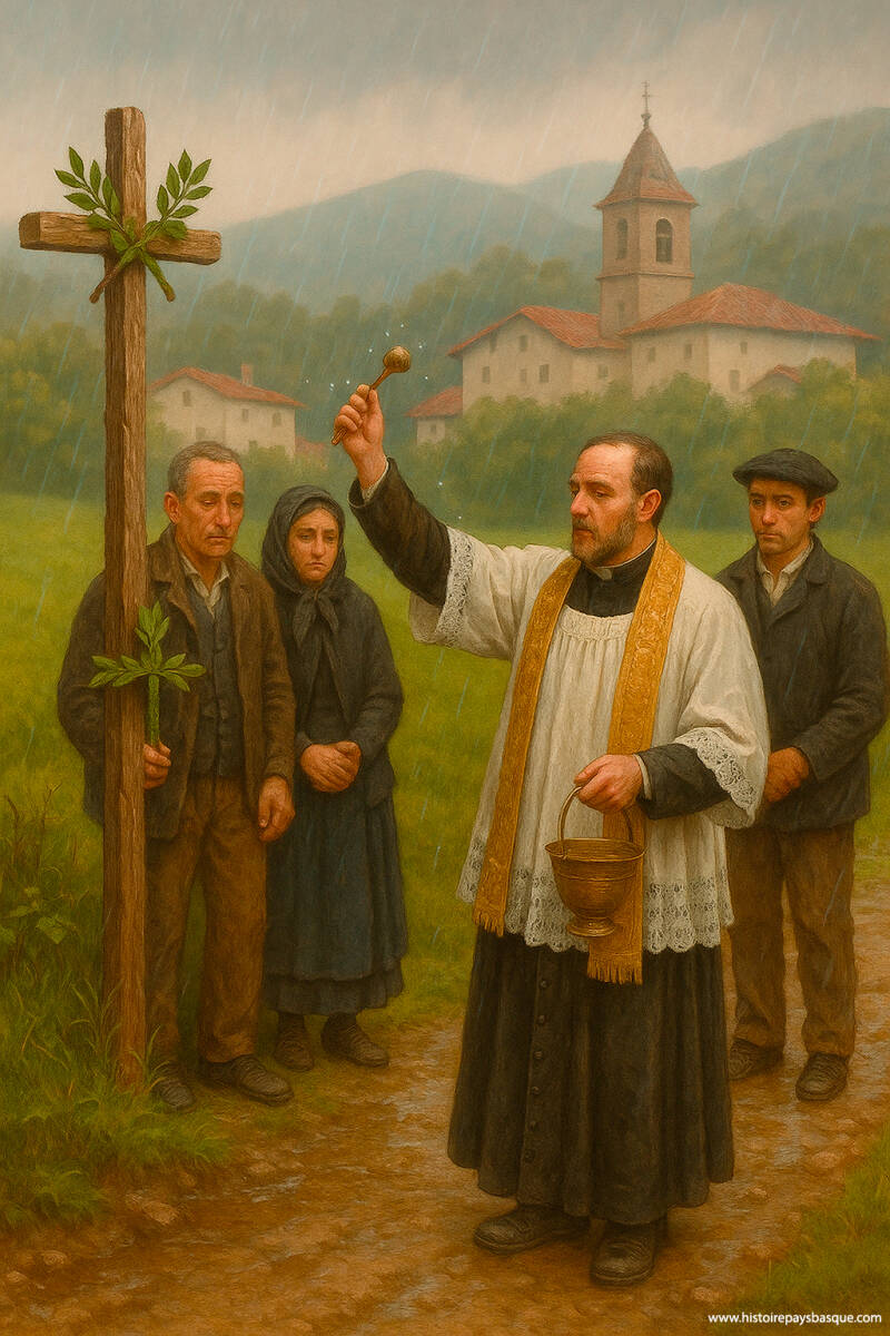 Des croix de laurier étaient dressées aux abords des villages, tandis que les terres étaient bénies avec de l’eau sainte.