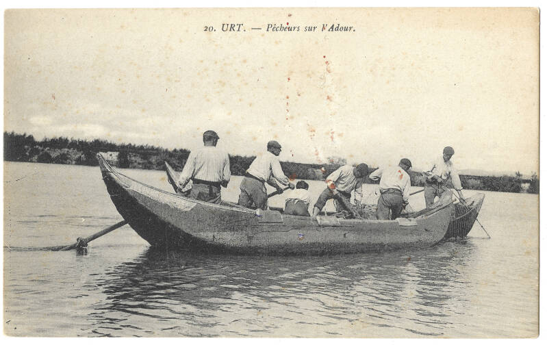 Chaland sur l'adour à Urt au début du XXe siècle
