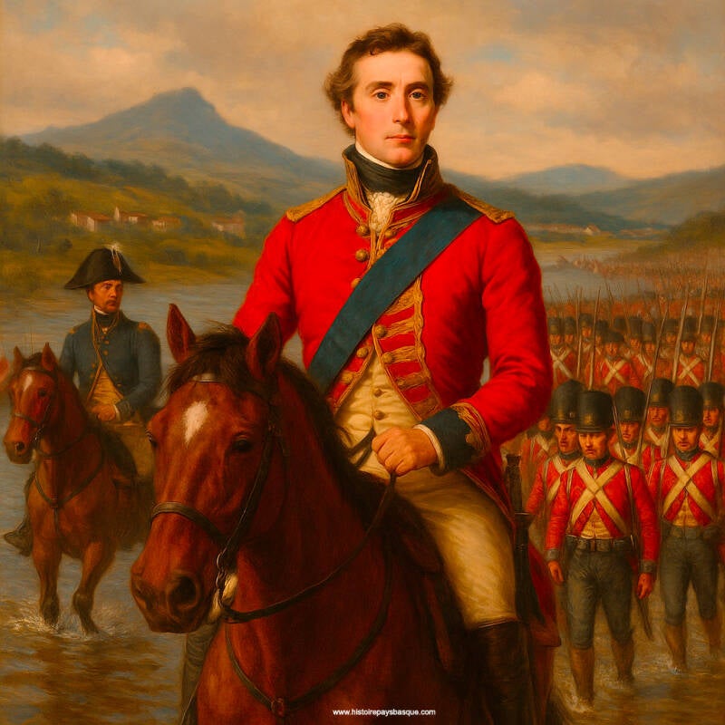 Wellington lance l’offensive. Ses troupes franchissent la Bidassoa, entre Urrugne, Hendaye et Irun.