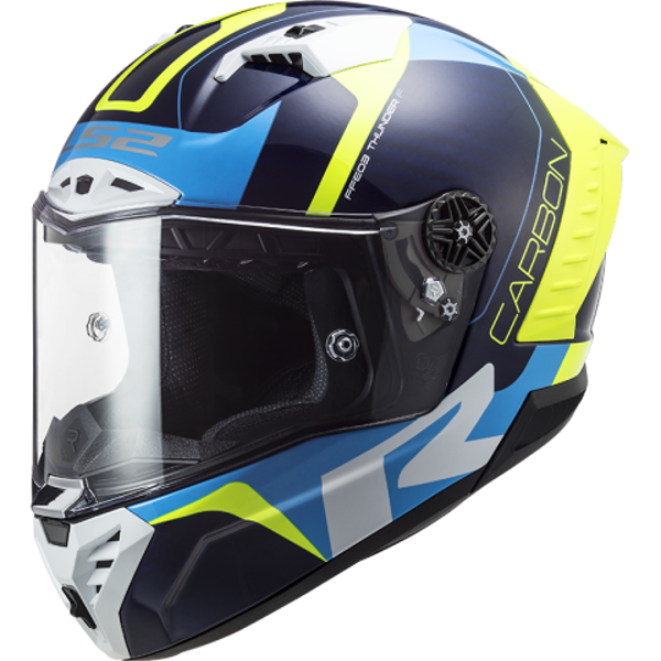 Dichte Helm  LS2 FF805 THUNDER C RACING1 GL.Blauw H-V GEEL