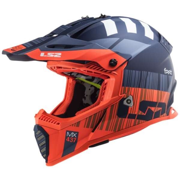 LS2 Crosshelm MX437 FAST EVO MINI oranje blauw