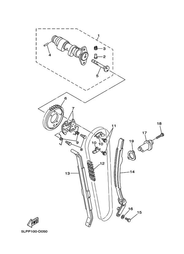 Tensioner assy cam chain Origineel Yamaha (nummer 17)