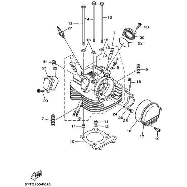 Yamaha originele (OEM) cilinder kop Yamaha YFM 350 Raptor