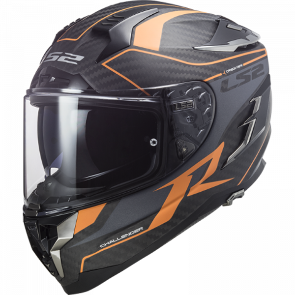 Dichte Helm LS2 FF327 CHALLENGER CT2 GRID MAT CARBON ORANJE