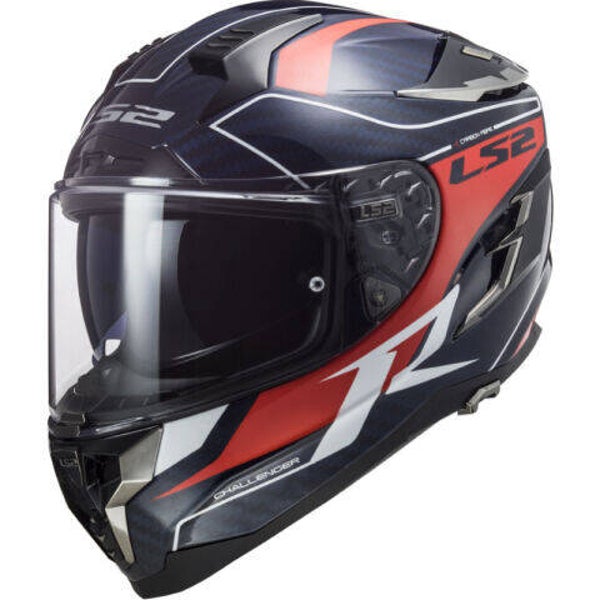 Dichte Helm LS2 FF327 CHALLENGER C GRID BLAUW CARBON ROOD