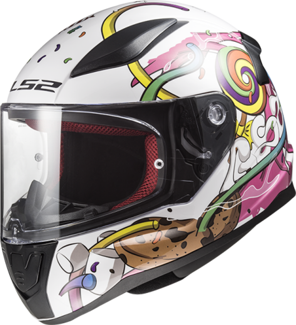 Kinder Crosshelm LS2 FF353 SNELLE MINI CRAZY POP WIT ROZE