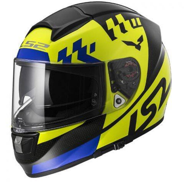 Dichte Helm  LS2 FF397 VECTOR PODIUM HI-VIS GEEL ZWART FOG