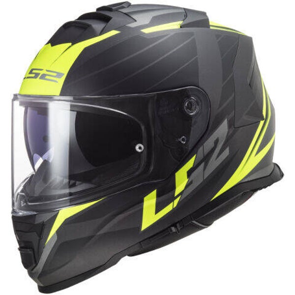 Dichte Helm LS2 FF800 STORM ZENUW MAT ZWART H-V GEEL
