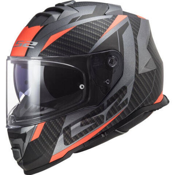 Dichte Helm LS2 FF800 STORM RACER TITANIUM FLUO ORANJE