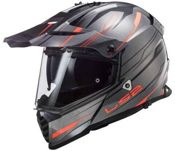Enduro Helm LS2 MX436 Pioneer Evo Titanium Oranje
