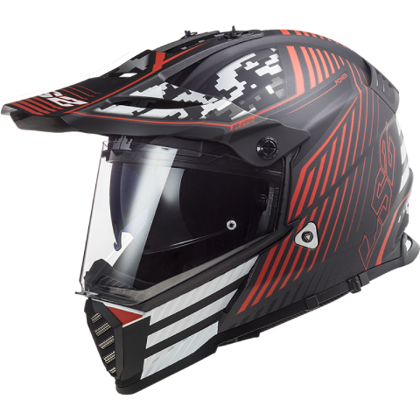 Enduro Helm  LS2 MX436 Pioneer Evo Saturn Mat Zwart Rood