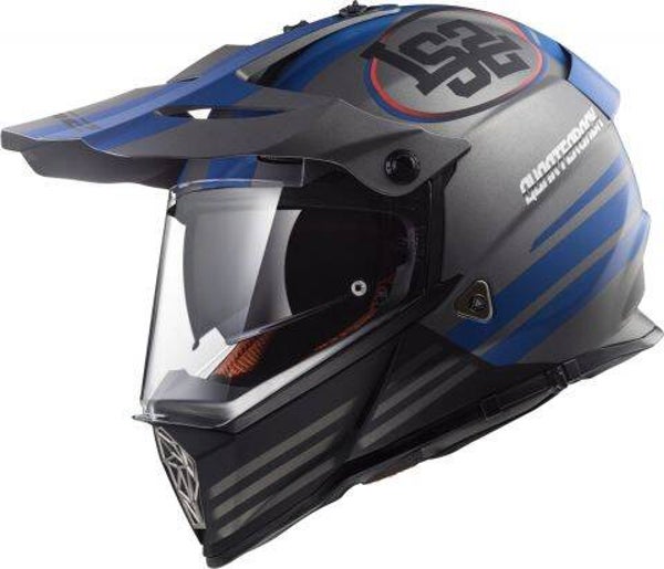 Enduro Helm Pioneer Mat Titanium Blauw