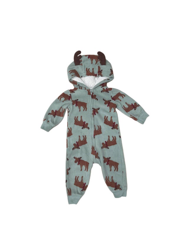 Moose Fleece Zip up Jumpsuit Carters 9m