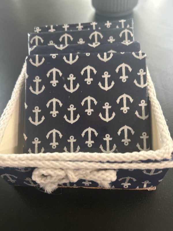 Nautical Anchor Coasters and Holder