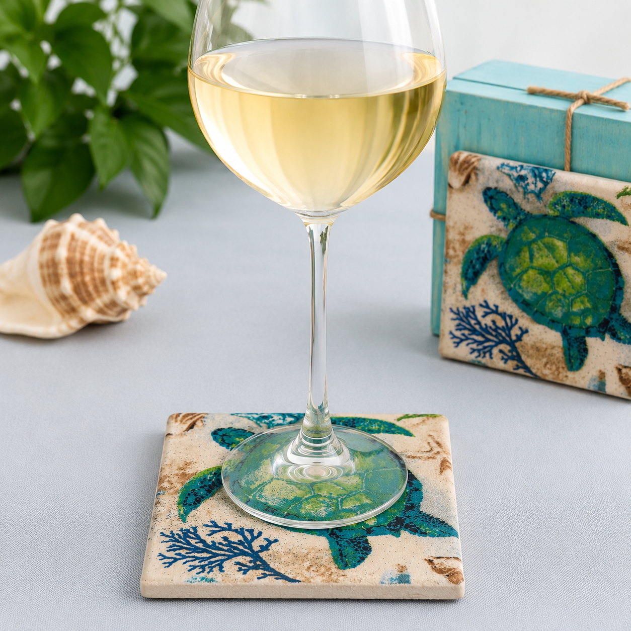 Sea Turtle Coasters and Holder