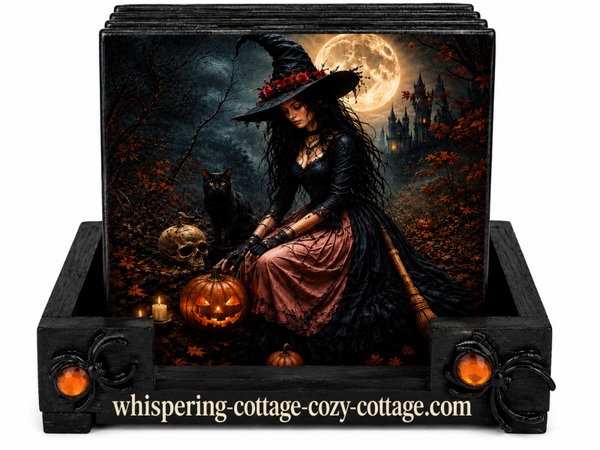 Halloween Theme Coasters and Holder