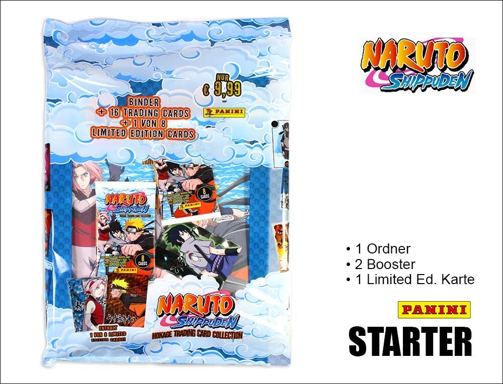 NARUTO - Pack de démarrage & 8 cartes Panini Naruto Shippuden : The Hokage Trading Card (destock)