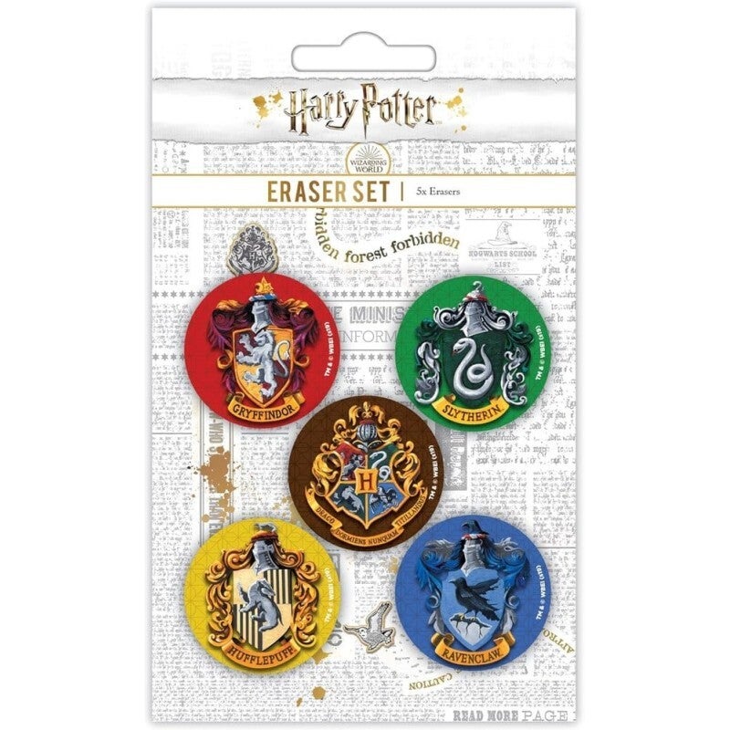 HARRY POTTER - Papeterie - Set de 5 Gommes Hogwarts