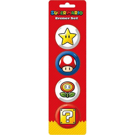 MARIO - Papeterie - Set de 4 Gommes Super Mario