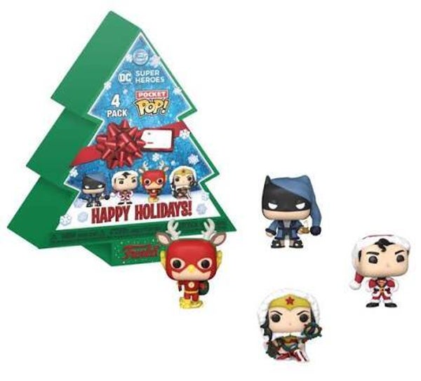DC COMICS - Pack de 4 Pocket Pop - Sapin DC noel (destock)