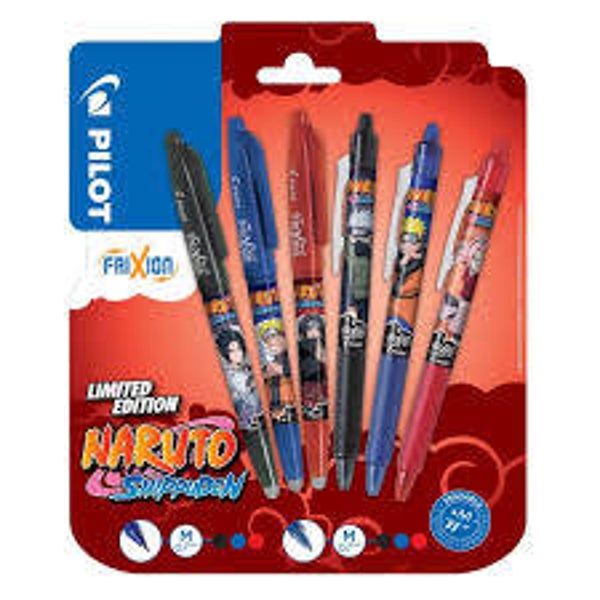 NARUTO - STYLO Pilot FriXion Édition Limitée - Set de 6 stylos rollers effaçables