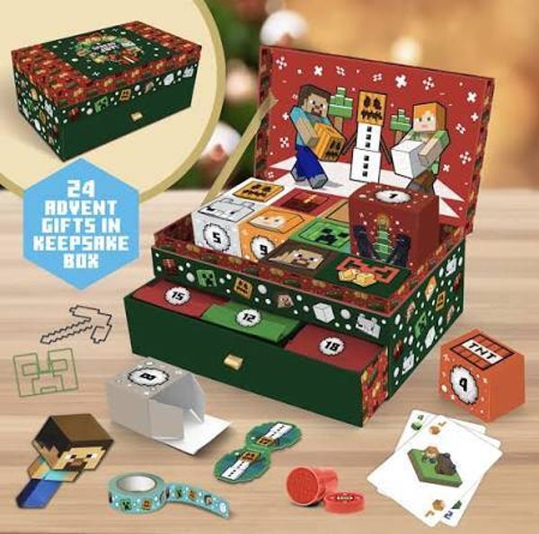 MINECRAFT - Calendrier de l'Avent 24 jours –  Coffret (Boîte à souvenirs) Minecraft Edition Premium