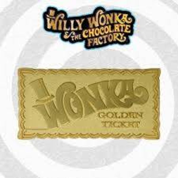 CHARLIE & LA CHOCOLATERIE - Replique Mini Golden Ticket Plaque Or 24K