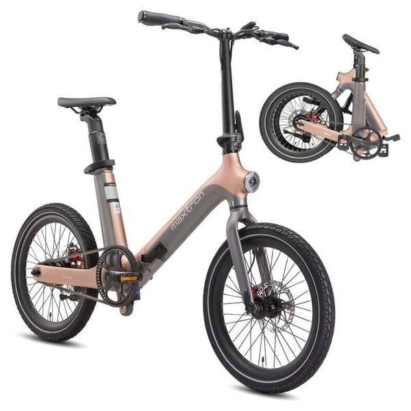 Bicicleta plegable - MAXTRON Smart30, Bicicleta eléctrica, 250W, gris dorado