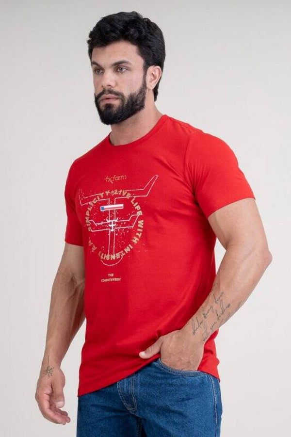 CAMISETA MASCULINA TEXAS FARM - VERMELHO