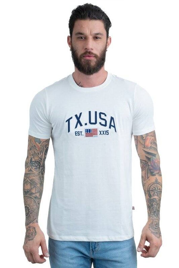 CAMISETA MASCULINA TEXAS FARM - USA  - OFF WHITE