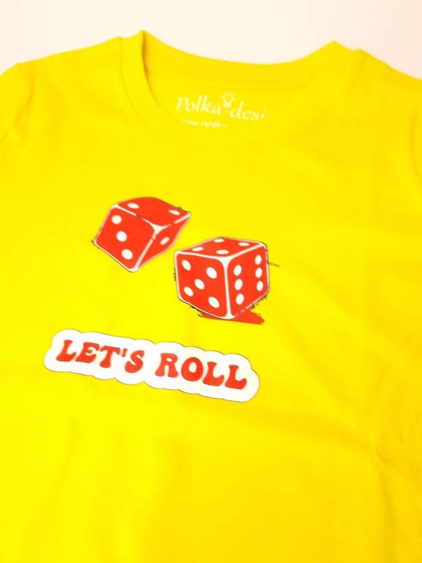 T-shirt - Golden Yellow - Dobbelsteen Let's Roll