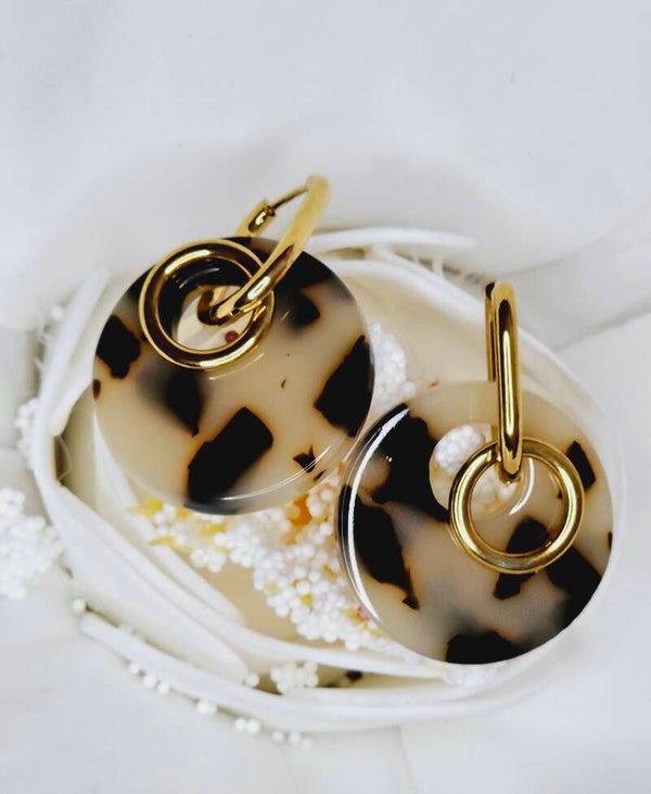 BOUCLE d'oreille ronde " Cercle ouvert" Léopard