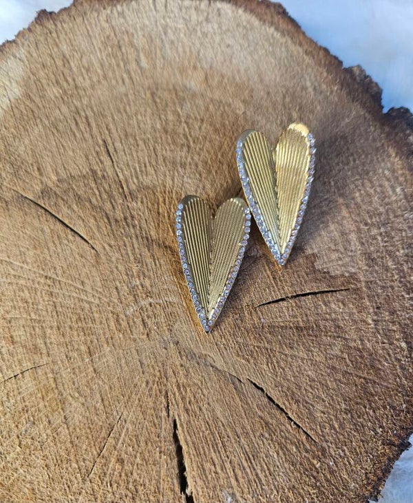 ✨ Boucles d’oreilles cœur strass – Élégance assurée