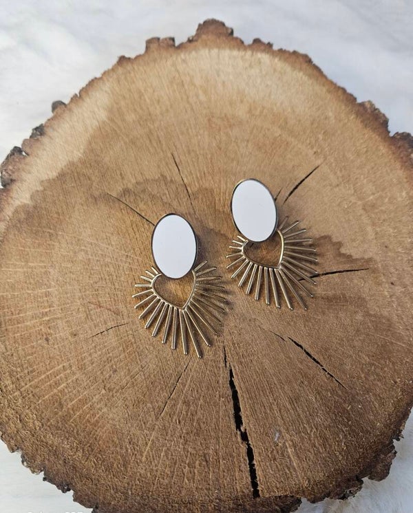 ✨ Boucles d’oreilles maxi cœur – Doré & blanc nacré