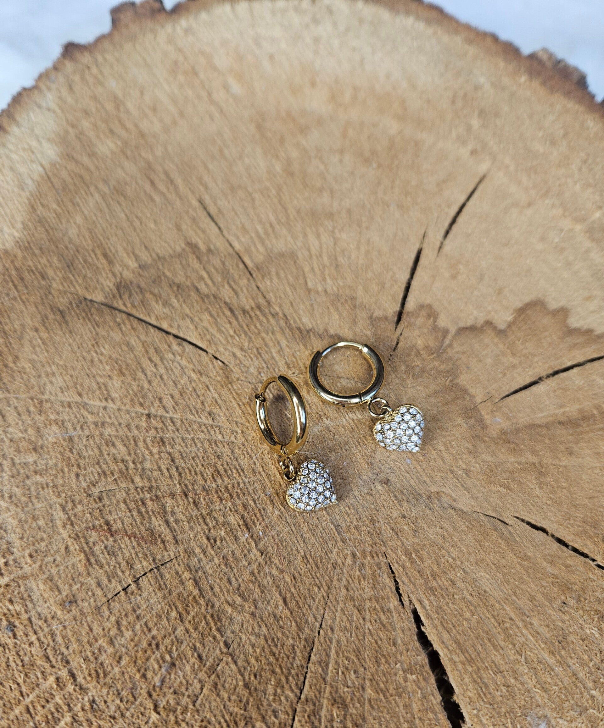 Petite créole cœur strassée – Doré & Argenté