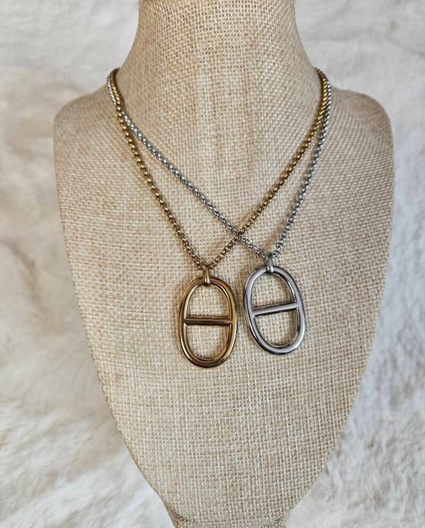 ✨️ Collier Chaîne Ronde & Pendentif Maille Marine – Doré ou Argenté ✨️