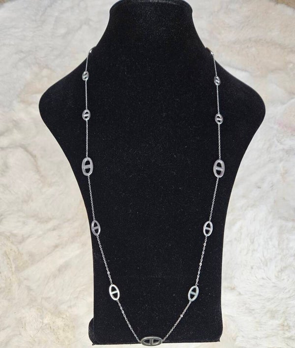 SAUTOIR " JULIA " Maille Marine